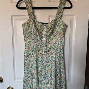 Zara Floral Mini Dress in Blue and Yellow
